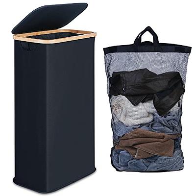 efluky Slim Laundry Hamper with Lid, Narrow Laundry Hamper with Removable  Bags, Collapsible Dirty Clothes Basket with Handles for Bathroom, Bedroom &  Laundry Room, 63L Black - Yahoo Shopping