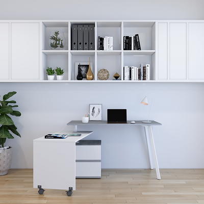 Modern Office Desk with Storage Gray - Techni Mobili