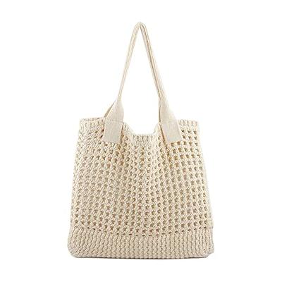 ENBEI Women's Shoulder Handbags Crocheted Bags Large knit bag Tote bag  aesthetic for school cute Tote bags Beach Bag Tote