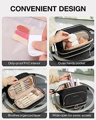 BAGSMART Travel Makeup Bag, Cosmetic Bag Make Up Organizer Case, Large Wide-open  Pouch for Women Double Layers Purse for Toiletries Accessories Brushes  Black - Yahoo Shopping