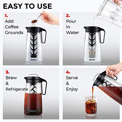 Mueller Cold Brew Coffee Maker, 2-Quart Heavy-Duty Tritan Pitcher, Iced Coffee  Maker and Tea Brewer with Easy to Clean Reusable Mesh Filter - Yahoo  Shopping