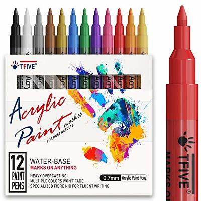 TOOLI-ART Acrylic Paint Markers Paint Pens Assorted Vibrant Markers for Rock Painting, Canvas, Glass, Mugs, Wood, Ceramic, Fabric, Meta