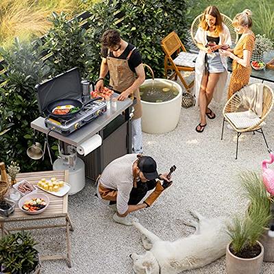 Outdoor Kitchen Island Prep Station Large Potting Bench with Stainless  Steel Top 