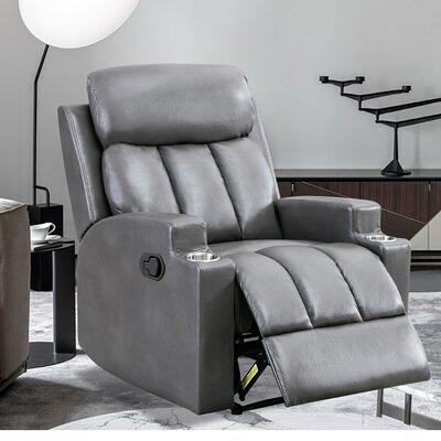 Latitude Run® Leather Recliner Chair for Living Room Rocker Single  Comfortable Home Theater Seating Black