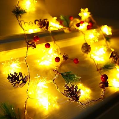 Clearance Sales!Christmas Wood Bead Garland, 7 FT LED Lighted Boho