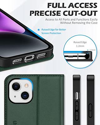 SHIELDON iPhone 13 Pro Max Wallet Case, iPhone 13 Pro Max Genuine Leather  Cover - Midnight Green
