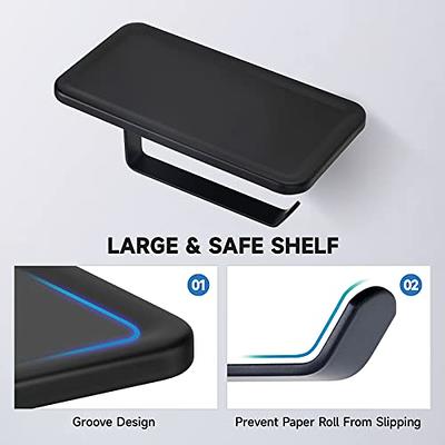 Toilet Paper Holder with Shelf  Black Aluminum Roll Paper Holder