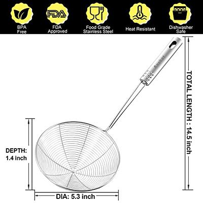 Anaeat anaeat stainless steel spider strainer skimmer, set of 3  professional kitchen pasta strainer spoon with long handle - asian s