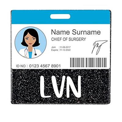 Custom LPN LVN RN Vertical/Horizontal Glitter ID Card Badge Reels Holder  Retractable ID Name Tag Badge Alligator Clip for Nurse Coworkers Employee