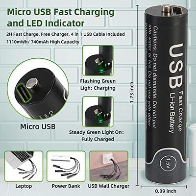 Lot EBL 1.5V USB Rechargeable AAA Lithium Battery Li-ion Batteries + Cable  Case
