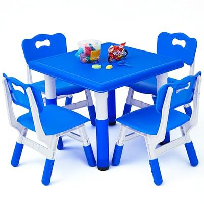 Brelley Kids Table and 4 Chairs Set, Height Adjustable Toddler Table and  Chair Set, Graffiti Desktop, Non-Slip Legs, Max 300lbs, Children