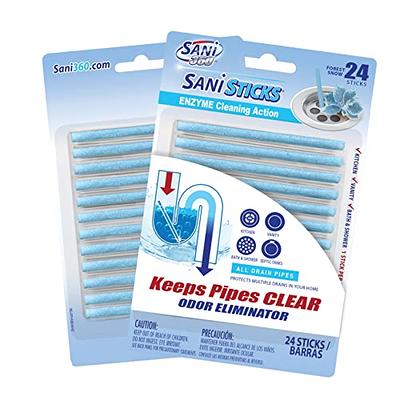 Sani 360 Sticks Unscented Fresh Drain Cleaner and Deodorizer, 24