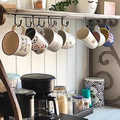 3Pcs Mug Rack Under Cabinet - Coffee Cup Holder, 12 Mugs Hooks