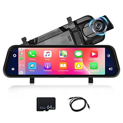 Mirror Dash Cam Wireless CarPlay & Android Auto, 9.66 IPS Full Touch  Screen Dash Cam, Rear