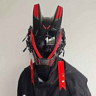 KYEDAY Punk Gothic Cyber Mask for Men,Techwear mask, Halloween Cosplay  Costume Accessory with LED Light, Futuristic Mask