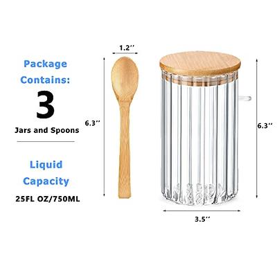  Set of 3 Airtight Glass Jars with Bamboo Lids & Bamboo Spoons,  Overnight Oats Containers with Lids, 17-Oz Glass Canisters Hold Coffee  Beans, Tea, Flour, Sugar, Nuts, Candy, Bath Salts 