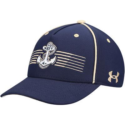 Men's Under Armour White Navy Midshipmen Special Game Blitzing Iso-Chill  Adjustable Hat