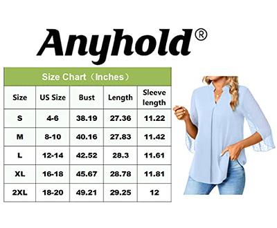 Anyhold Women's 2023 Summer Casual Business T-Shirt V Neck 3/4 Sleeve Tunic  Tops Swiss Dot Chiffon Blouse Work Shirts Large, SD-Blue - Yahoo Shopping