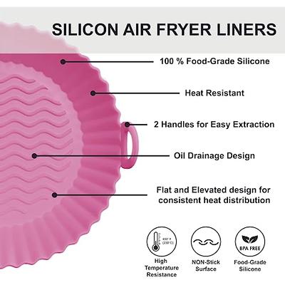 knwobl 3-pack silicone air fryer liner for 3 to 5qt air fryer oven  accessories(pink+red+blue)