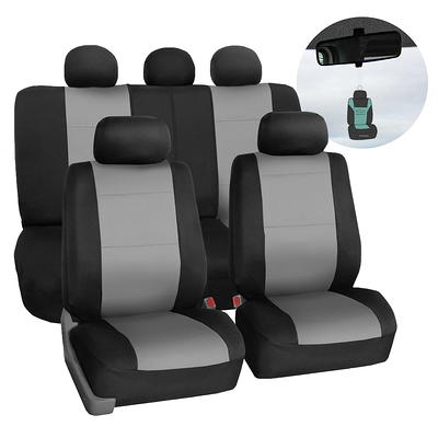 FH Group Ultra Comfort Leatherette Rear Set Seat Cushions with Bonus Air Freshener, Gray