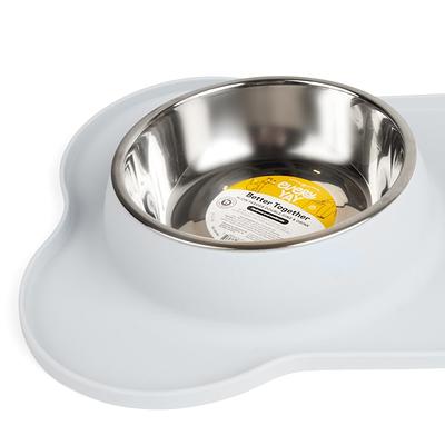 Slow Feeder Dog Bowl Grey - Anti Slip Stainless Steel