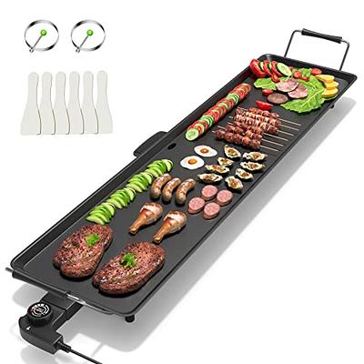 Electric Griddle Grill, Family Indoor BBQ, waterproof Smokeless Coated  Non-Stick Griddle Pan, 5-Level Control with Adjustab le Temperature, for
