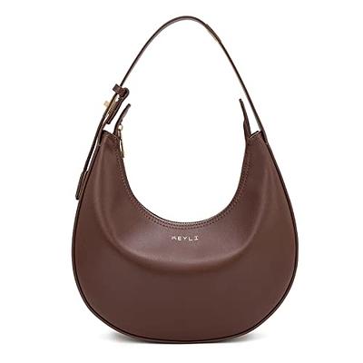 Top Clip Bag Brown Leather, Front Zip Pocket Clasp Handbag, Ball