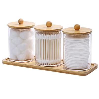 4 Pack Plastic Acrylic Bathroom Vanity Countertop Canister Jars With Storage  Lid, Apothecary Jars Qtip Holder Makeup Organizer For Cotton Balls,swabs