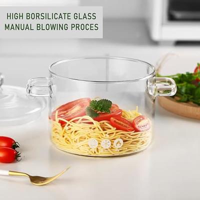 Glass Pot with Cover, Heat Resistant Glass Saucepan Cooking Pot and Pan  with Lid, Glass Cookware Set Cooktop Safe for Pasta Noodle, Soup, Milk,  Baby