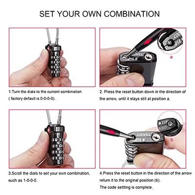 TSA Approved Cable Luggage Locks, Re-settable Combination with Alloy Body :  : Clothing, Shoes & Accessories