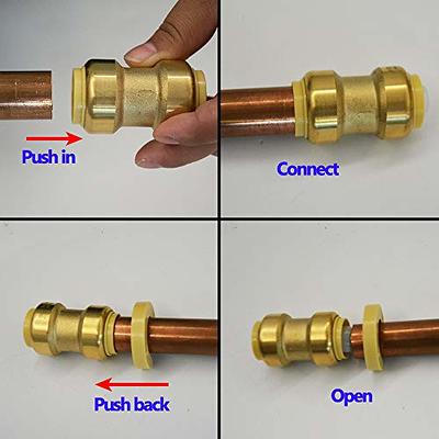 QuickFitting 1/2 Inch Push to Connect Coupling, Patented Design for  Superior Sealing, Push On Brass Plumbing Pipe Fitting, for Copper, PEX  and CPVC