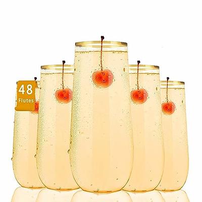 36 Pack Stemless Plastic Champagne Flutes Disposable 9 Oz Clear