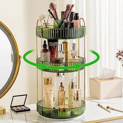 Makeup Perfume Organizer for Dresser, 360 Degree Rotating Cosmetic Bathroom  Desk Storage Lotions Display Stand Case Round Gift Tray for Your Jewelry