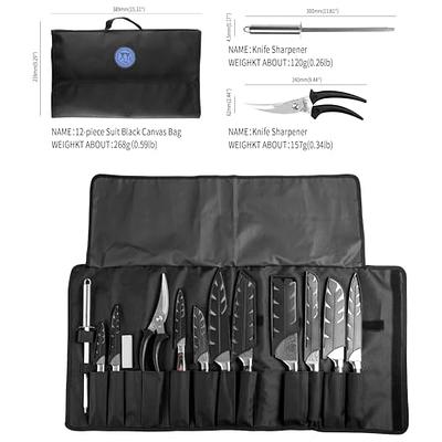 XYJ Stainless Steel Kitchen Knives Set 8 Piece Chef Knife Set with Carry  Case Bag & Sheath Well Balance Ergonomic Handle