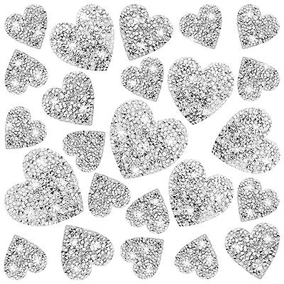 Iron On Heart Patches - Set of 3 Hearts Chenille with Gold Glitter