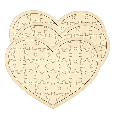 3 Pack Blank Wooden Heart Shaped Jigsaw Puzzle 11.2x8.4 Inch