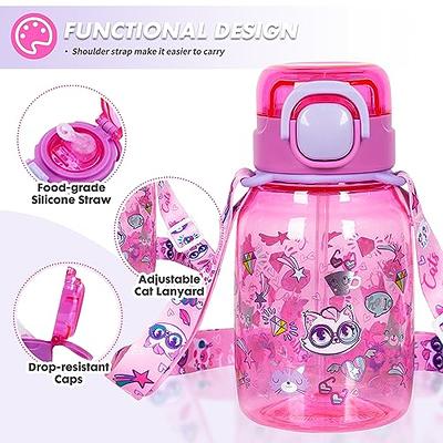 Cute Water Bottle for School Kids Girls, BPA FREE Tritan & Leak