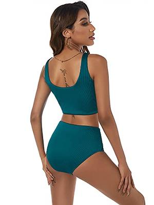 ZAFUL Women's Scoop Neck Tropical Leaf Knotted Two Pieces Tankini Set  Swimsuit (2-Deep Green, M) - Yahoo Shopping