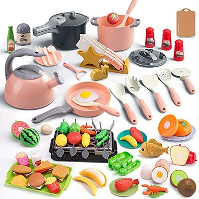 CUTE STONE Microwave Toys Kitchen Play Set, Kids Pretend Play Electronic  Oven with Play Food, Kids Cookware Pot and Pan Toy Set, Cooking