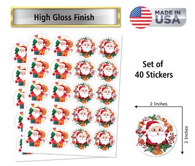 Personalised Merry Christmas Stickers Labels Santa presents GOLD FOIL
