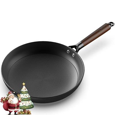 HLAFRG Nonstick Pan 12 Inch Frying Pan with Lid, Skillet nonstick with lid,  Black Marble Aluminium Cookware, Non Toxic APEO & PFOA Free,with Stainless