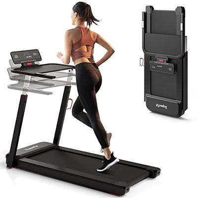 GYMAX Foldable Treadmill, 2.25HP Portable Treadmill with App Control & LED  Monitor, Compact Running Walking Jogging Machine for Small Space, Home Gym