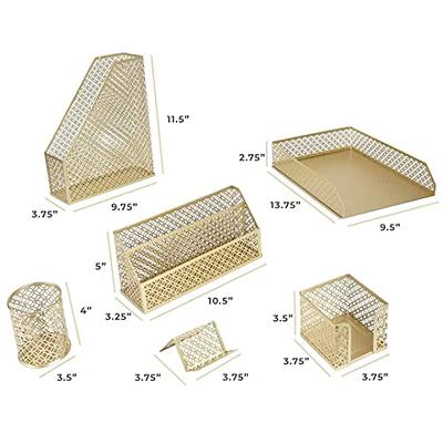 Blu Monaco Gold 5 Piece Cute Desk Organizer Set - Cute Office Desk  Accessories