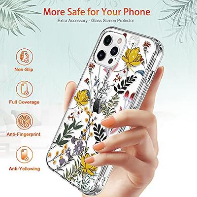 GiiKa for iPhone 12 Mini Case with Screen Protector, Clear Full Body  Shockproof Protective Floral Girls Women Hard Case with TPU Bumper Cover  Phone