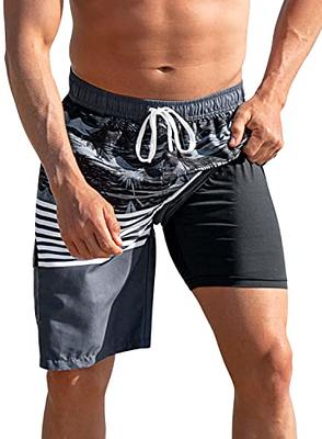 Cozople Mens Swim Trunks with Compression Liner 9 inch Bathing Suit Quick  Dry Sw