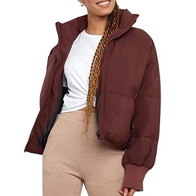 Century Star Womens Cropped Puffer Jackets Coat Quilted Jacket