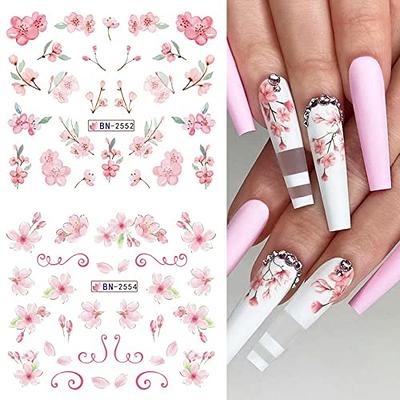 12pcs Sakura Stickers Nail Water Decals for Manicure Cherry