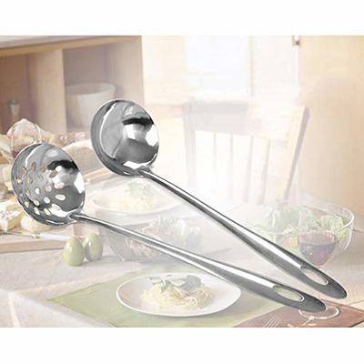 2pcs Stainless Steel Colored Handle Soup Ladle, Slotted Spoon For Kitchen  Cooking, Hot Pot