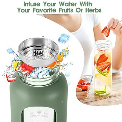 Aesthetic Water Bottle Tea Time Motivational Clear Fruit Hydration 500ml