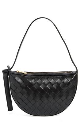 Bottega Veneta Loop Intrecciato Leather Crossbody Bag Black-Gold